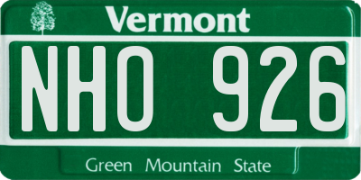 VT license plate NHO926
