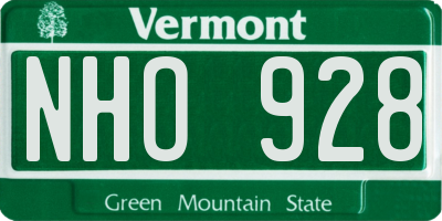 VT license plate NHO928