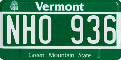 VT license plate NHO936