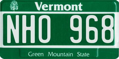 VT license plate NHO968
