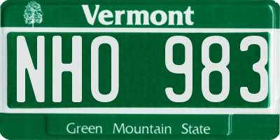 VT license plate NHO983