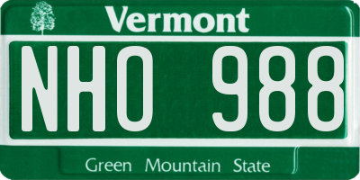 VT license plate NHO988