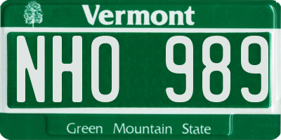 VT license plate NHO989