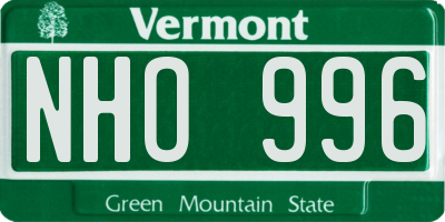 VT license plate NHO996