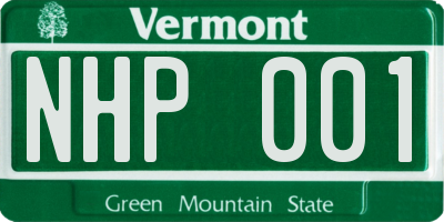VT license plate NHP001