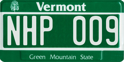 VT license plate NHP009