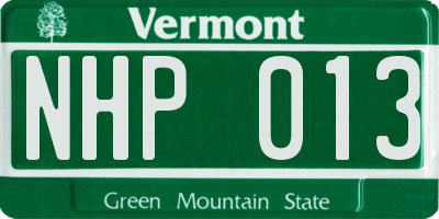 VT license plate NHP013