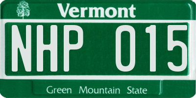 VT license plate NHP015