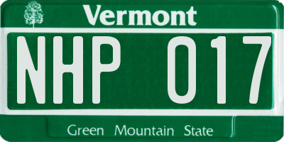 VT license plate NHP017