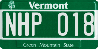 VT license plate NHP018