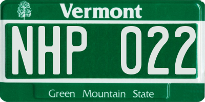 VT license plate NHP022