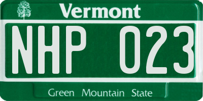 VT license plate NHP023