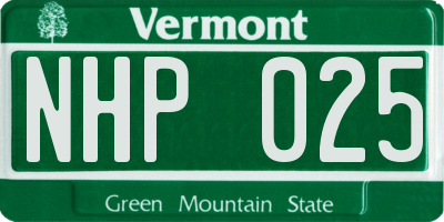 VT license plate NHP025