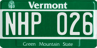 VT license plate NHP026