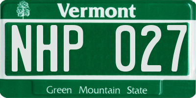 VT license plate NHP027