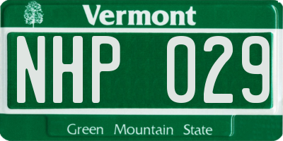 VT license plate NHP029