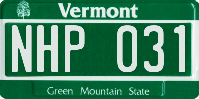 VT license plate NHP031