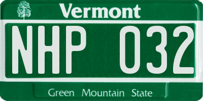 VT license plate NHP032
