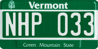 VT license plate NHP033