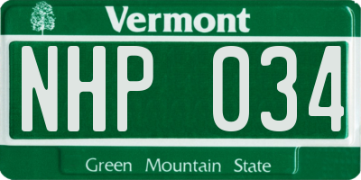 VT license plate NHP034