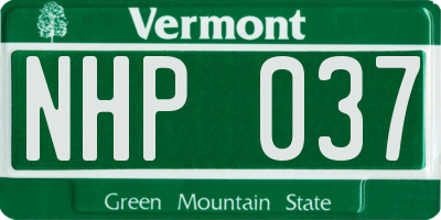VT license plate NHP037