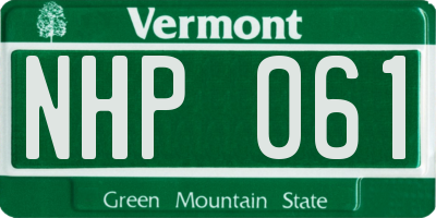 VT license plate NHP061