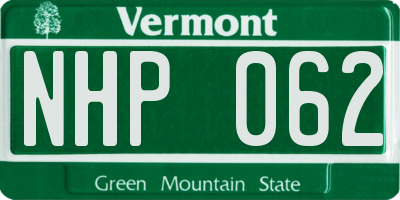 VT license plate NHP062