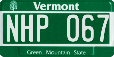 VT license plate NHP067