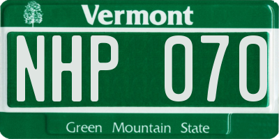 VT license plate NHP070