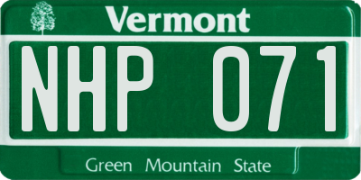 VT license plate NHP071