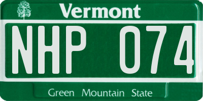 VT license plate NHP074