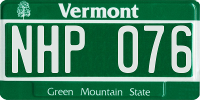 VT license plate NHP076