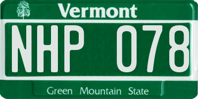 VT license plate NHP078