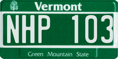VT license plate NHP103