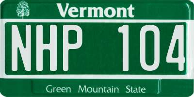 VT license plate NHP104