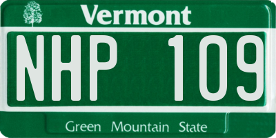 VT license plate NHP109