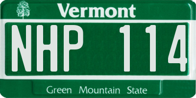 VT license plate NHP114
