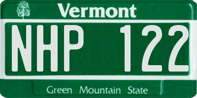 VT license plate NHP122