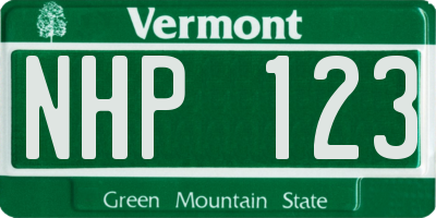 VT license plate NHP123