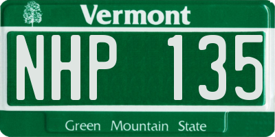 VT license plate NHP135
