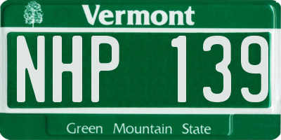 VT license plate NHP139