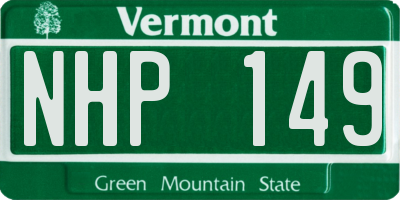 VT license plate NHP149