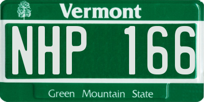 VT license plate NHP166