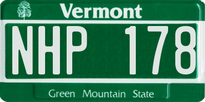 VT license plate NHP178