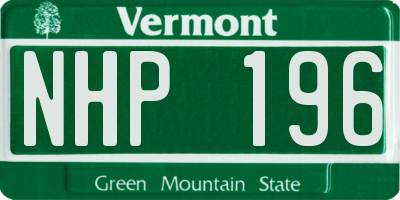 VT license plate NHP196