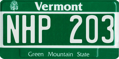 VT license plate NHP203