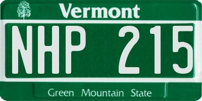 VT license plate NHP215