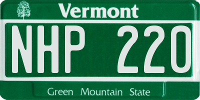 VT license plate NHP220