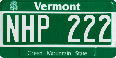 VT license plate NHP222