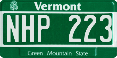 VT license plate NHP223